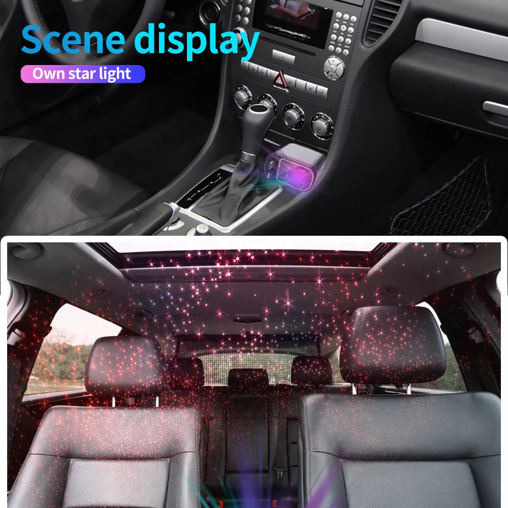 Încărcător Auto Rapid 4-in-1 cu Cablu Retractabil + LED Stele Plafon