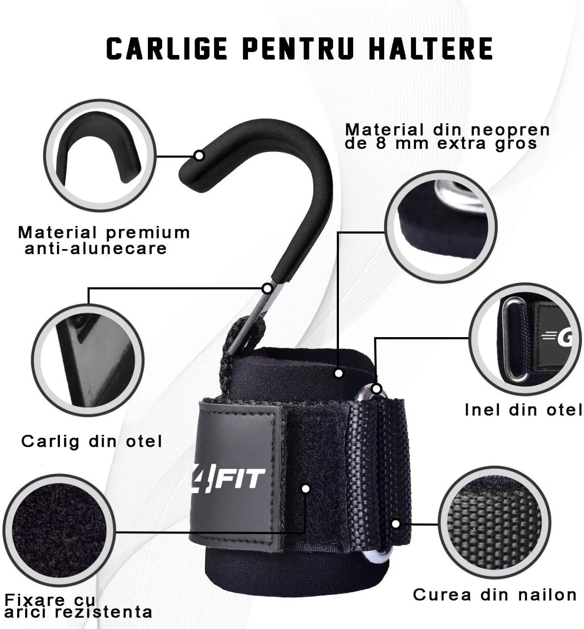 PowerGrip Pro – Curele/Chingi cu Cârlige pentru Ridicare Greutăți