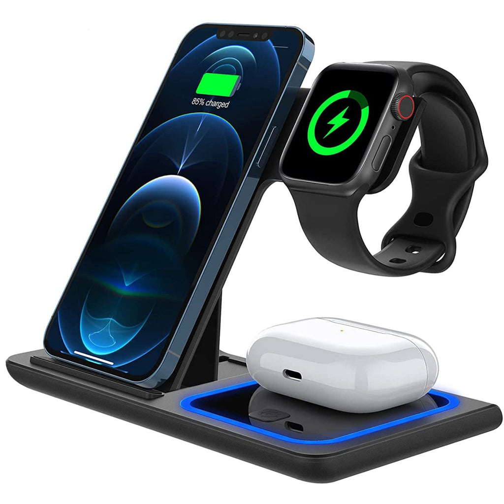 Încărcător Wireless 3-în-1 15W Rapid – Pentru Telefon, Ceas și Căști