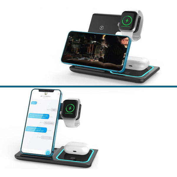 Încărcător Wireless 3-în-1 15W Rapid – Pentru Telefon, Ceas și Căști