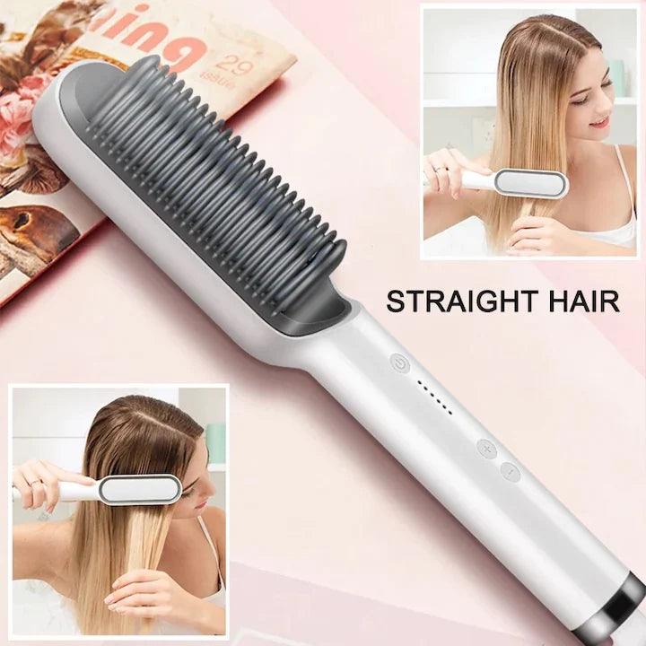 Perie Electrică pentru Îndreptat Părul, Temperatură Reglabilă, Încălzire Rapidă, Anti-Frizz, Profesională