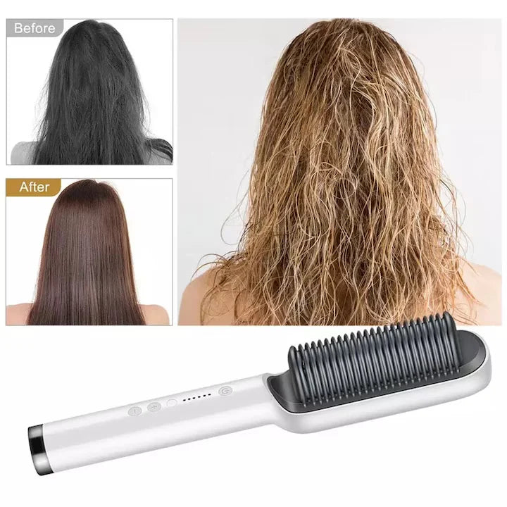 Perie Electrică pentru Îndreptat Părul, Temperatură Reglabilă, Încălzire Rapidă, Anti-Frizz, Profesională