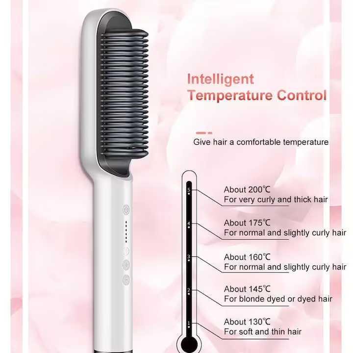 Perie Electrică pentru Îndreptat Părul, Temperatură Reglabilă, Încălzire Rapidă, Anti-Frizz, Profesională