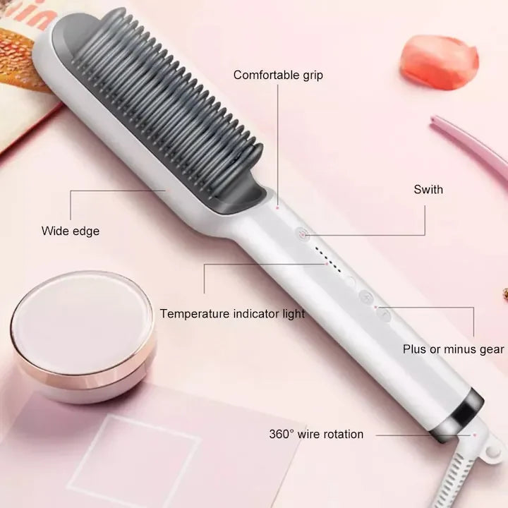 Perie Electrică pentru Îndreptat Părul, Temperatură Reglabilă, Încălzire Rapidă, Anti-Frizz, Profesională
