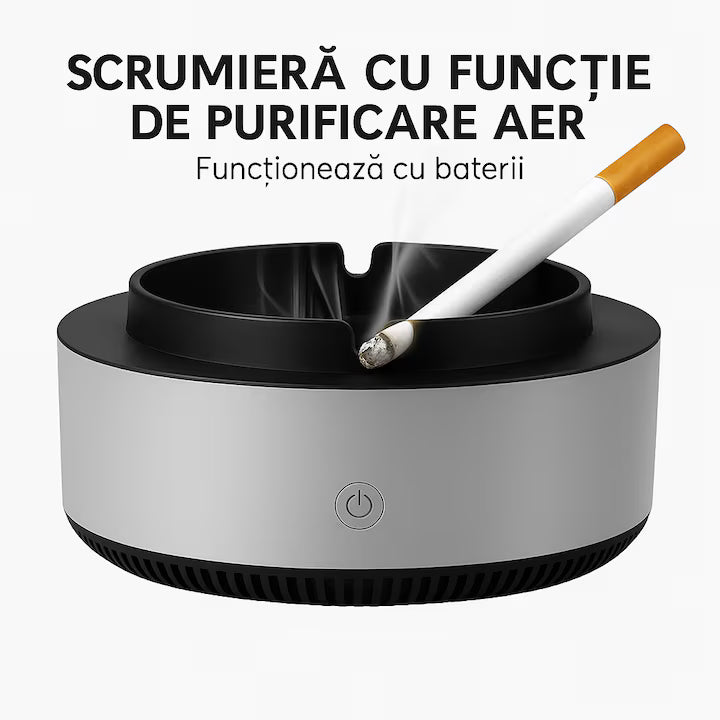 Scrumieră Inteligentă fără Fum cu Oprire Automată – Portabilă, Funcționează pe Baterii AA